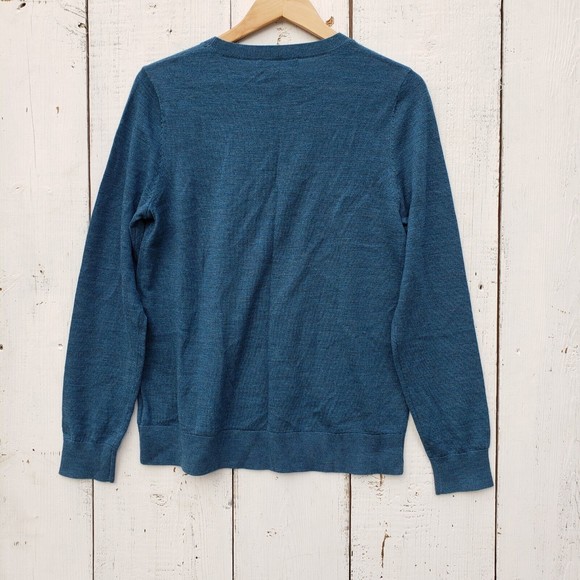 Katherine Barclay Mens Blue Merino Wool Pullover Crewneck Sweater Size M - Picture 5 of 5